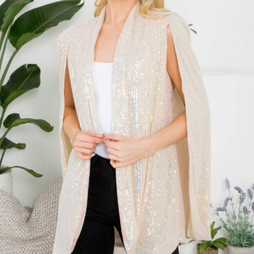 stunning sequin cape blazer